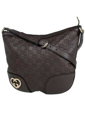 Gucci GG Pattern Brea Shoulder Bag Guccissima Leather Brown